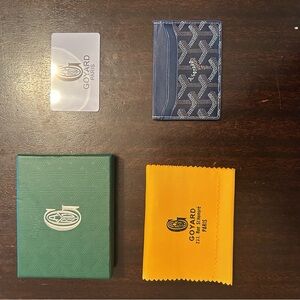 Goyard Navy Blue Card & Cardholder with Chevron Motif